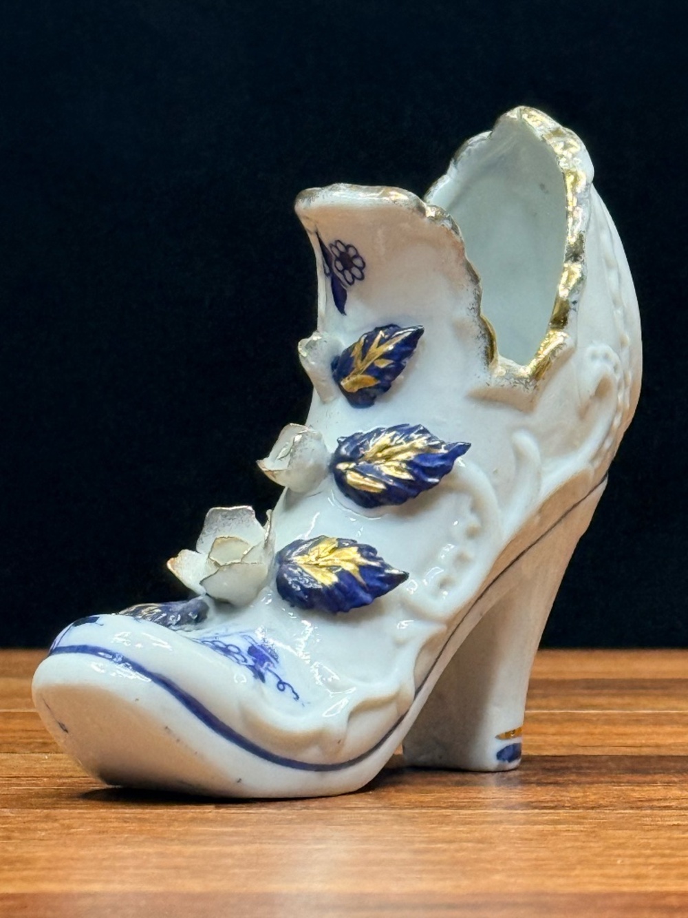 Vintage High Heel Floral Shoe Figurine